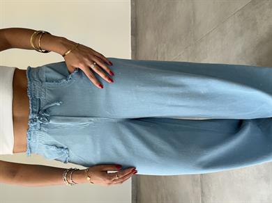 Marvin Mavi Yıkamalı Gabardin Bol Paça Pantolon