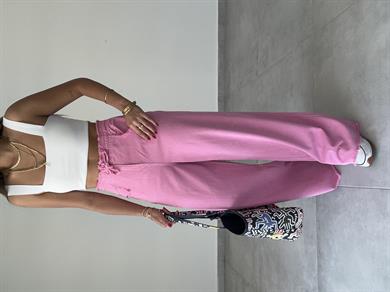 Marvin Pembe Yıkamalı Gabardin Bol Paça Pantolon