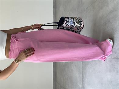 Marvin Pembe Yıkamalı Gabardin Bol Paça Pantolon