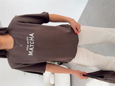 Matcha Kahve Nakışlı Tshirt