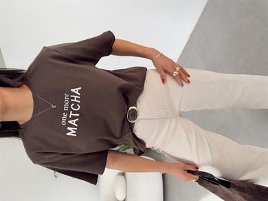 Matcha Kahve Nakışlı Tshirt