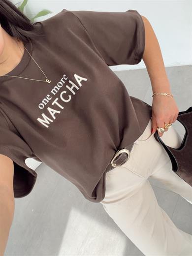 Matcha Kahve Nakışlı Tshirt