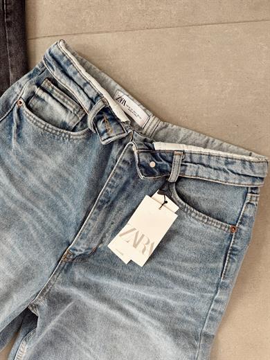 Mavi Bel Detaylı Wideleg Jean