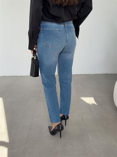 Mavi Boyfit Kesik Paça Jean