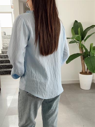 Mavi Fırfırlı Gömlek