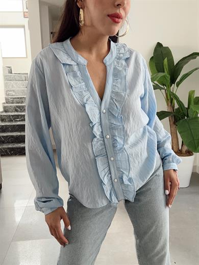 Mavi Fırfırlı Gömlek