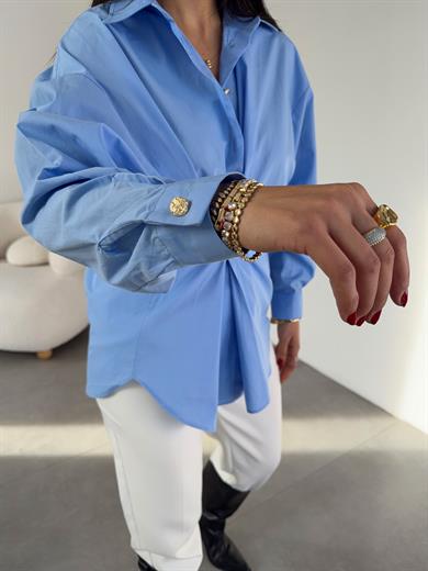 Mavi Gold Tokalı Poplin Gömlek