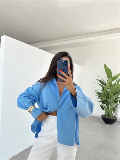 Mavi Oversize Gömlek