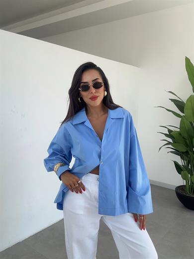 Mavi Oversize Gömlek