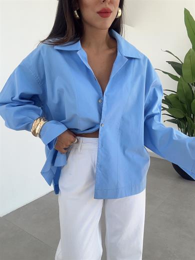 Mavi Oversize Gömlek