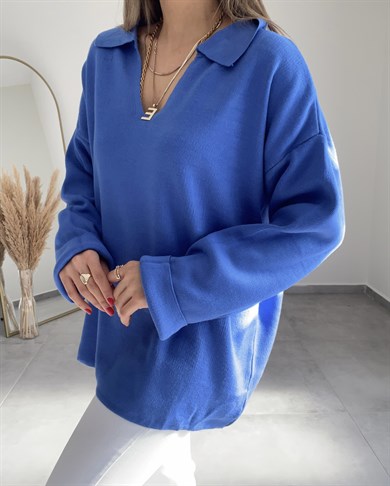 Mavi Polo Yaka Kazak