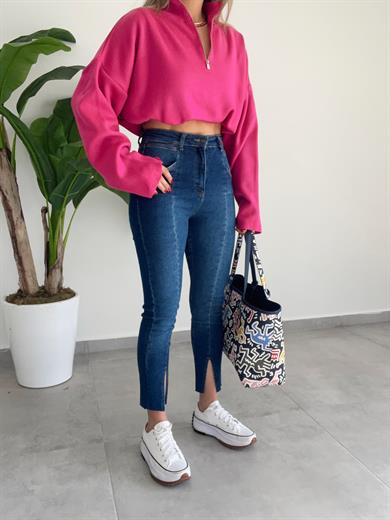 Mavi  Yırtmaçlı Kot Pantolon