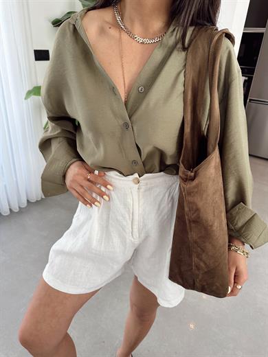 Melina Haki Oversize Gömlek