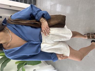 Melina İndigo Oversize Gömlek