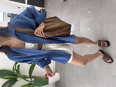 Melina İndigo Oversize Gömlek