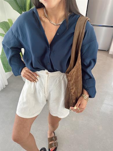 Melina Lacivert Oversize Gömlek