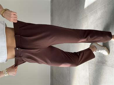 Meri Kahve Arka Bel Lastikli Likralı Pantolon