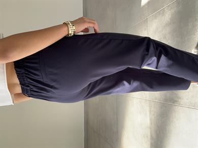 Meri Lacivert Arka Bel Lastikli Likralı Pantolon