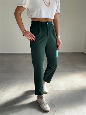 Meri Zümrüt Yeşili Arka Bel Lastikli Likralı Pantolon