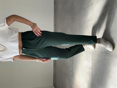 Meri Zümrüt Yeşili Arka Bel Lastikli Likralı Pantolon