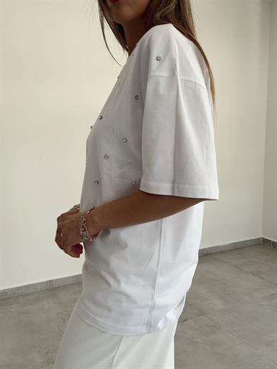 Mi Taşlı İşlemeli Tişört