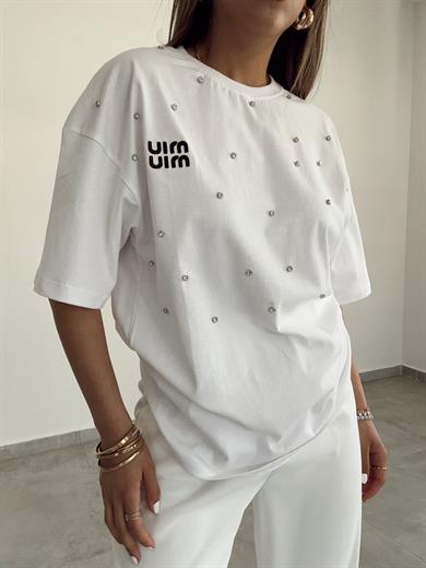 Mi Taşlı İşlemeli Tişört