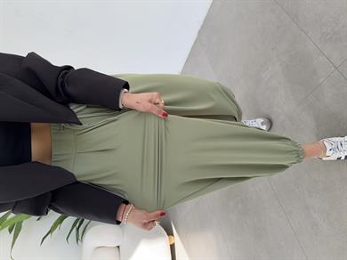 Mint Yeşilii Likralı Kemerli Şalvar Pantolon