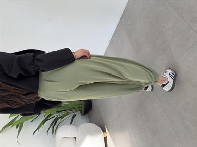 Mint Yeşilii Likralı Kemerli Şalvar Pantolon