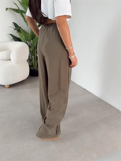 Miya Haki Beli Lastikli Bol Paça Pantolon