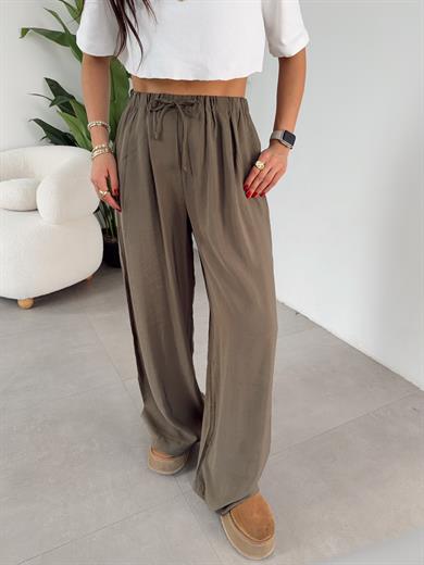Miya Haki Beli Lastikli Bol Paça Pantolon