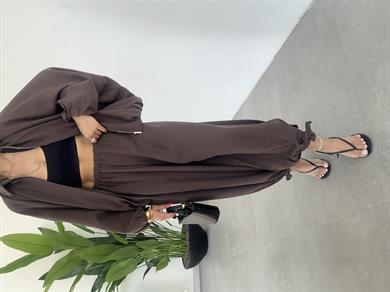 Miya Kahve Bağcıklı Paça Şalvar