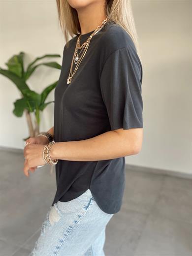 Modal Kumaş Antrasit Bisiklet Yaka Tshirt