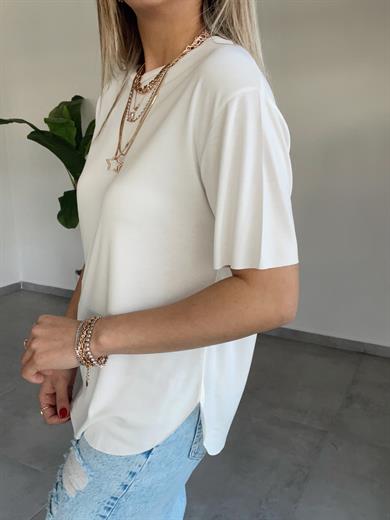 Modal Kumaş Ekru Bisiklet Yaka Tshirt