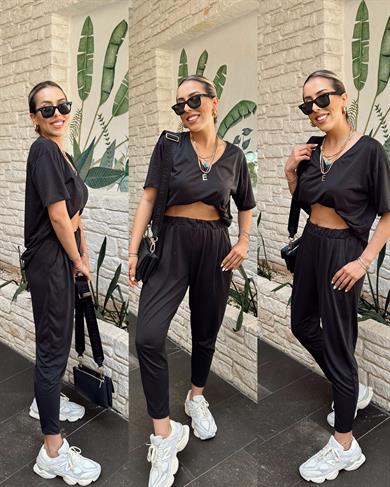 Modal Kumaş Siyah Eşofman&