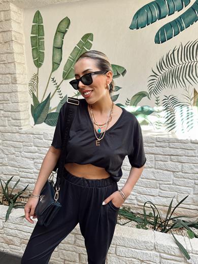 Modal Kumaş Siyah Tişört 