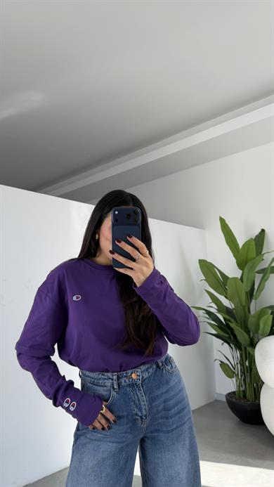 Mor Çift Kollu Tişört