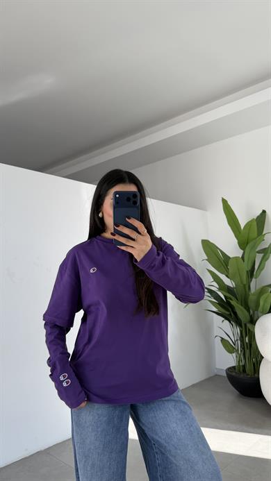 Mor Çift Kollu Tişört