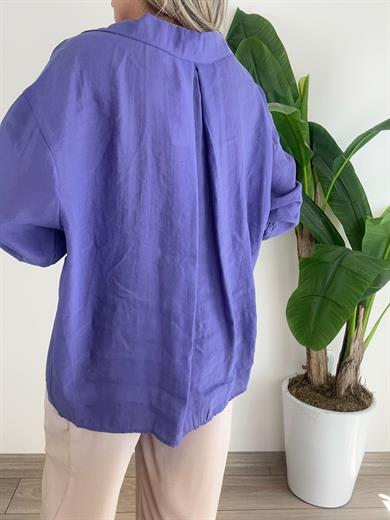 Mor Düşük Omuz Gömlek