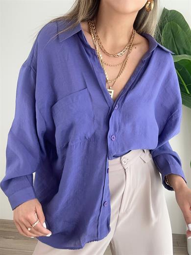 Mor Düşük Omuz Gömlek