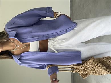 Mor Oversize Gömlek