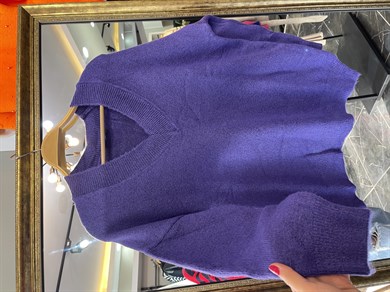 Mor V Yaka Salaş Triko Kazak