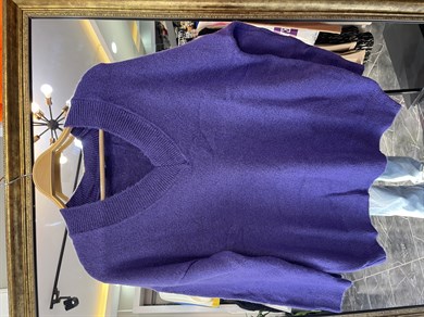 Mor V Yaka Salaş Triko Kazak