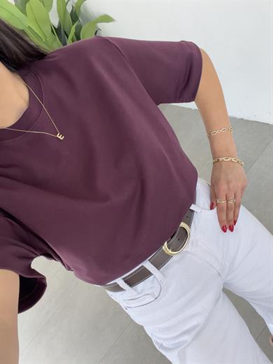 Mürdüm Bisiklet Yaka Cs T-Shirt