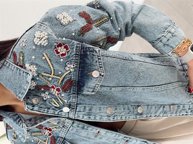 Nakış Detaylı Denim Ceket