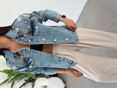 Nakış Detaylı Denim Ceket