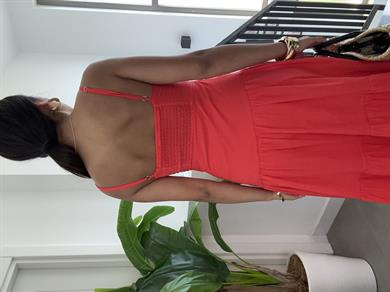 Nar Çiçeği Asimetrik Gipeli Elbise