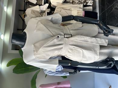 Naturel Garnili Kemer Detaylı Tişört