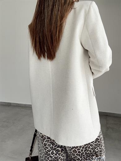 Naturel İki Düğmeli Keten Ceket