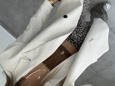 Naturel İki Düğmeli Keten Ceket