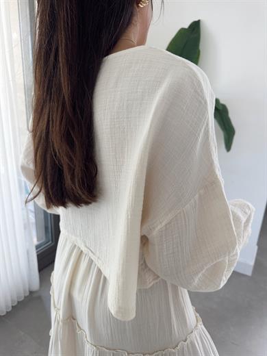 Naturel Müslin Uzun Kollu Bluz